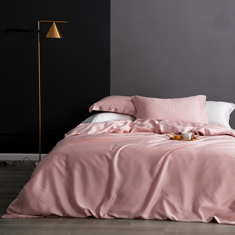 Ice silk pure color simple duvet cover sheet